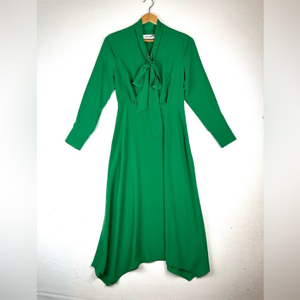 Cefinn Aurora Long Sleeve V-Neck Midi Dress‎ NWT Office